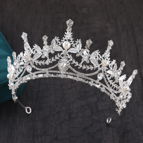 High-end bridal crown European and American fashion hair accessories pearl rhinestone tiara photo birthday crown wedding dress accessories