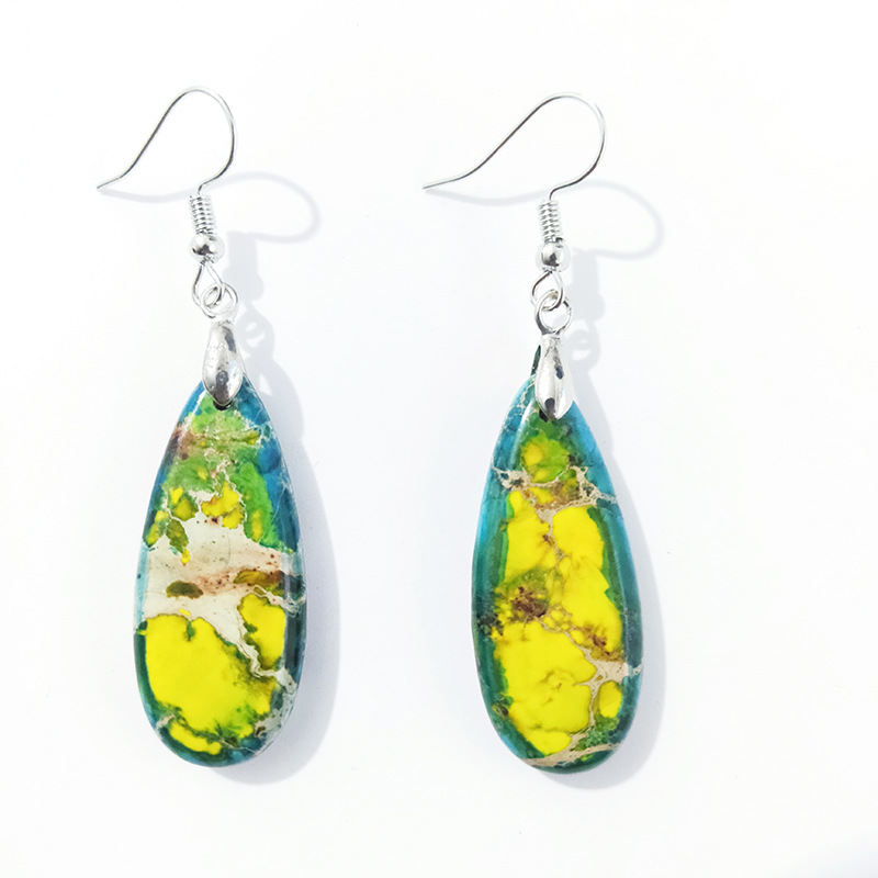 Retro Water Droplets Stone Drop Earrings 1 Pair display picture 2