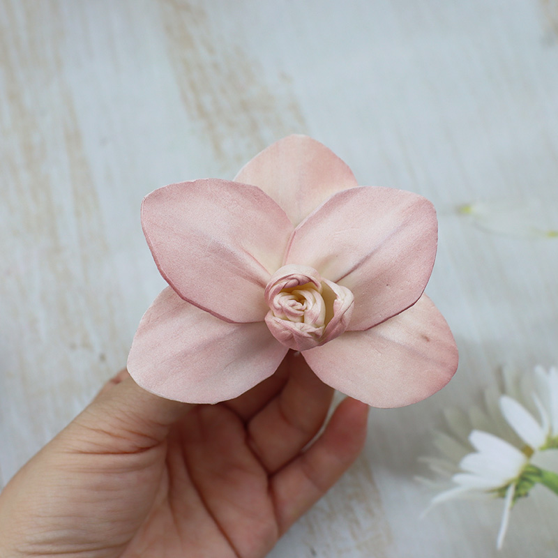 Cabeza de Orquídea de mariposa rosa desnuda 1 flor sin postes de 7 - 8 cm