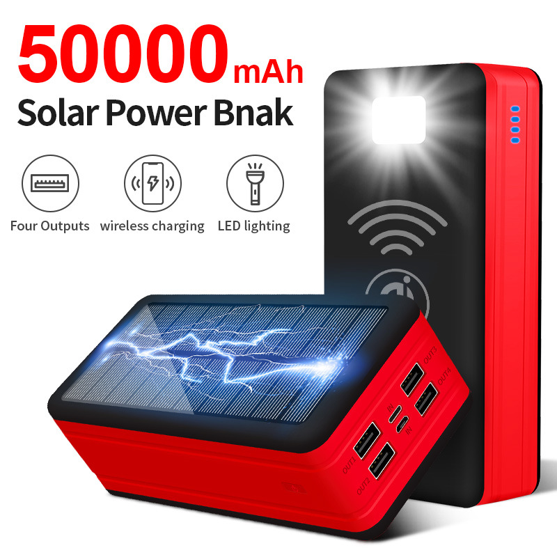 Aliexpress Solar Power Bank 50000 Mah Wireless Charging Large Capacity Mobile Phone Outdoor Power Bank Ce