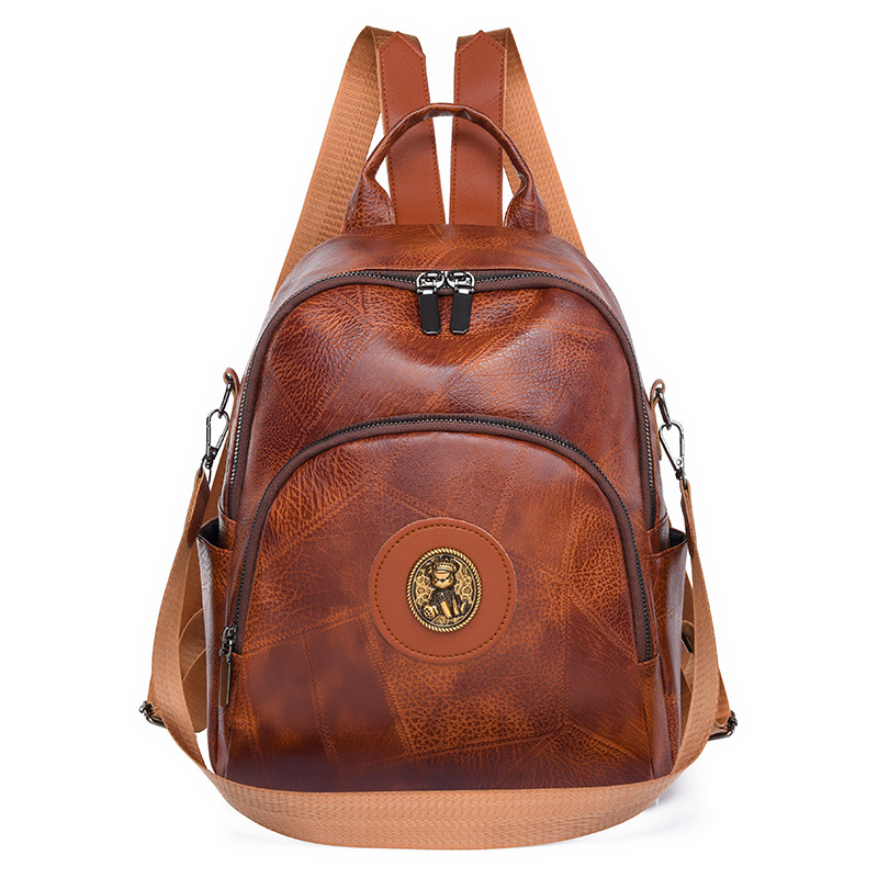 2024 nueva mochila retro bolsa de mujer de moda estilo coreano de cuero suave mochila de mujer de gran capacidad de moda bolsa de viaje de todo fósforo