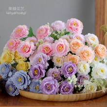 小芙蓉玫瑰 仿真花假花絹花婚慶裝飾花小把花插花餐桌擺設小把花
