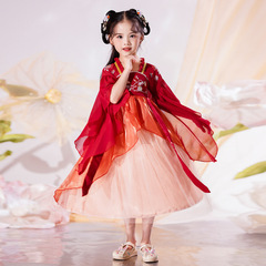 Children's clothing summer girls Hanfu short-sleeved Chinese style original girl mesh princess dress baby Tang suit performance