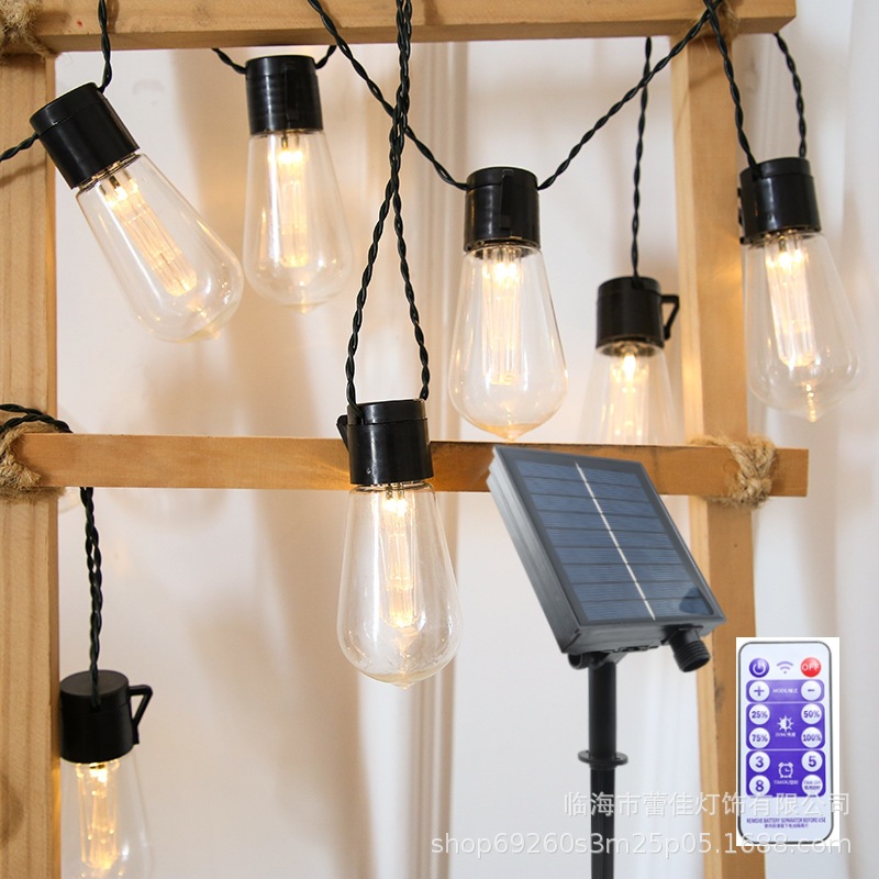 Guirnalda de Luces Solares LED para Exteriores, Bombillas S14, Impermeables, para Jardín, Patio, Decoración Navideña