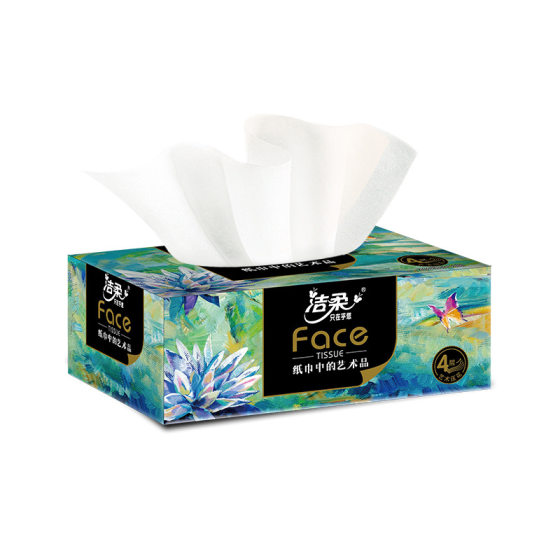 Clean soft paper art oil painting Face box thick 4-layer 90*4 boxes of wettable facial tissue soft skin-friendly