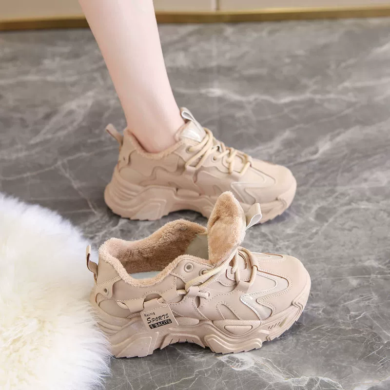 Туфли Torre на флисовой подкладке женская новая зима 2023 стопы повседневная обувь на маленькой толстой подошве из двух хлопковых теплых кроссовок