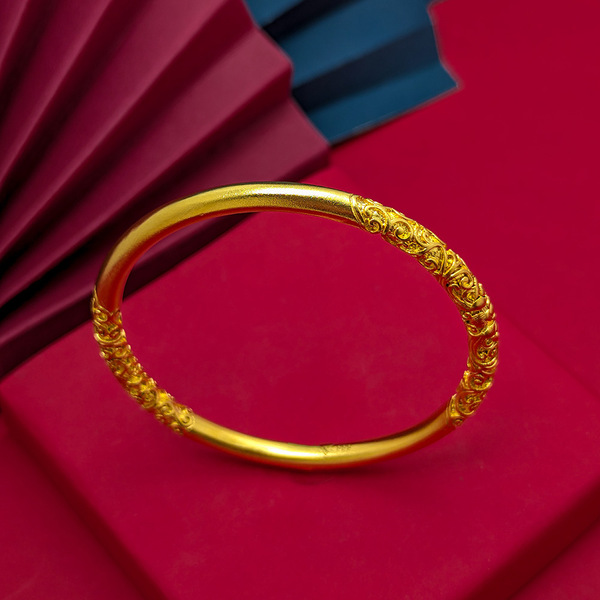 Ancient curly grass pattern sand gold bracelet