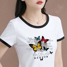 白色新款短袖T恤女夏季新款韩版薄款宽松百搭显瘦字母印花体恤衫