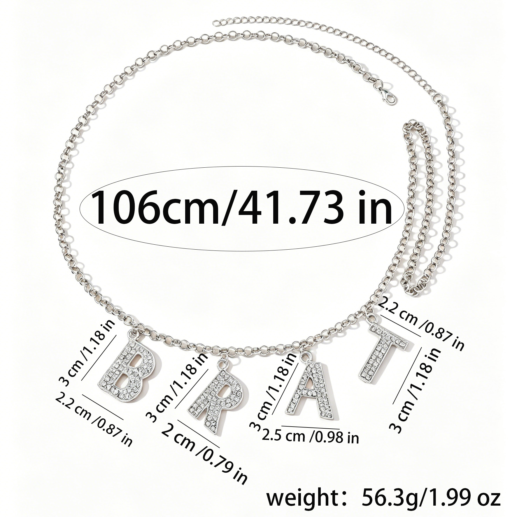 Taillenkette, Körperkette, europäischer und amerikanischer grenzüberschreitender Schmuck, Strass-Buchstaben-„Brat“-Bauchnabelkette, hochwertige Taillenkette für den Außenhandel_voghion.com
