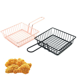 Factory wholesale iron fried basket Western restaurant dessert bread fried chicken snack basket square french fries basket