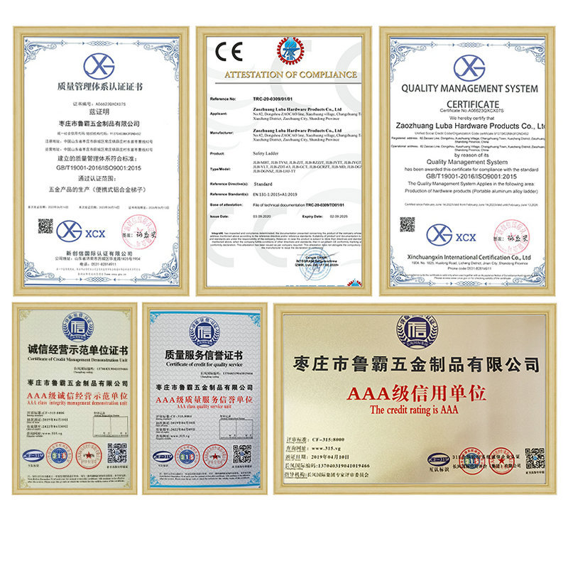 Jinluba Factory Escalera plegable de aleación de aluminio Escalera de cuatro pliegues Escalera telescópica Escalera de articulación recta al por mayor