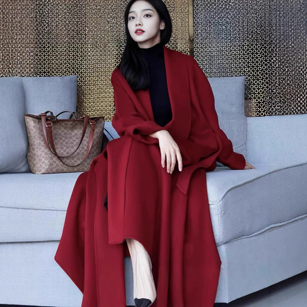 Новые осенне-зимние товары! Материал: 4m! Ультратонкое кашемировое пальто оверсайз с двусторонним кашемиром и длинным подолом.