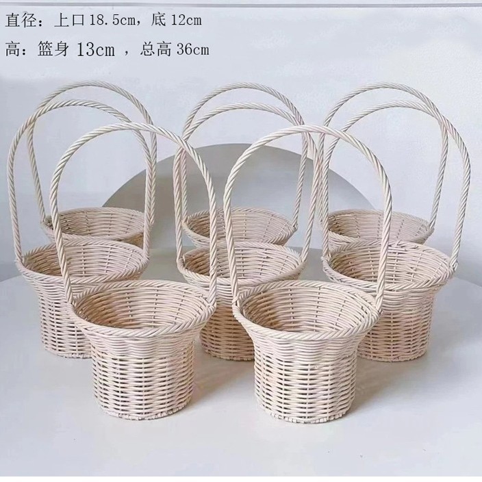 Cesta de Mimbre Portátil de Ratán Tejida a Mano para Arreglos Florales y Regalos image 8