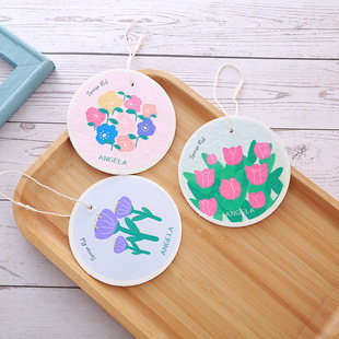 New Dragon year compressed wood pulp cotton flower dishwashing round sponge kitchen cleaning cartoon pattern wood pulp Cotton