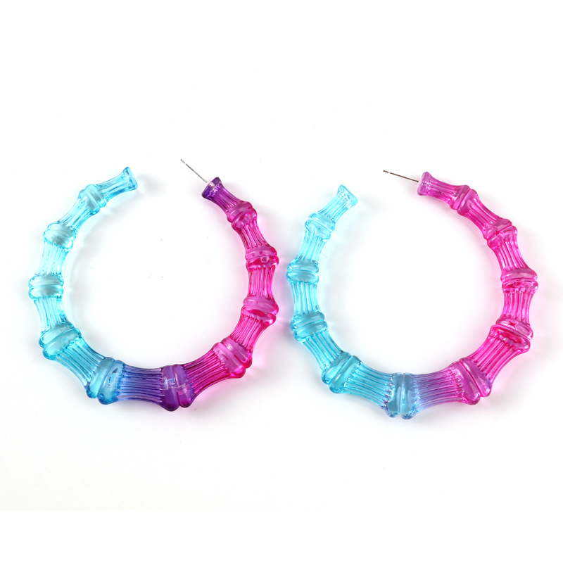 1 Pair Fashion Colorful Transparent Arylic Womenu0027S Hoop Earrings