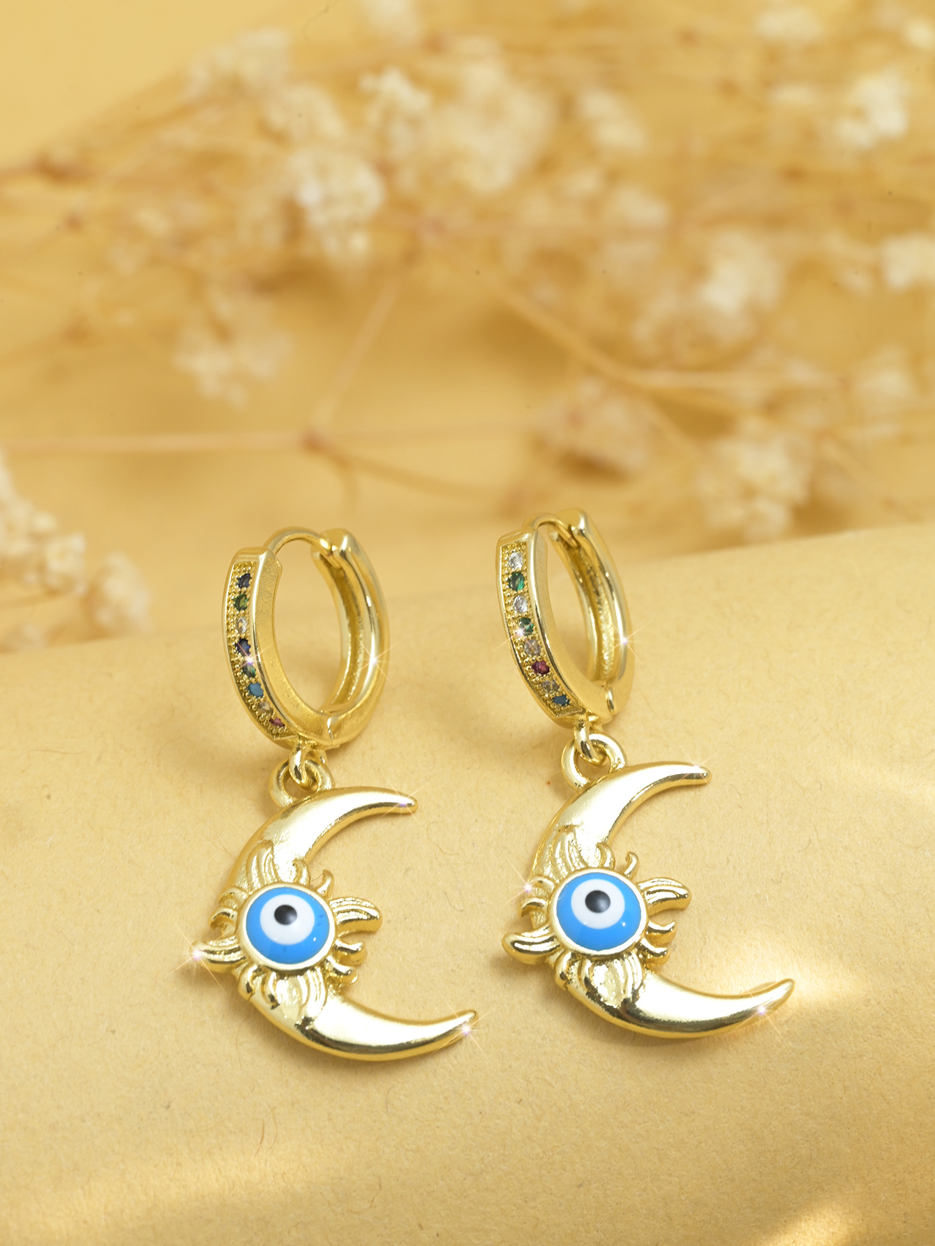 Plating Design 1 Pair Elegant Simple Style Cross Life Tree Plating Copper Zircon Drop Earrings