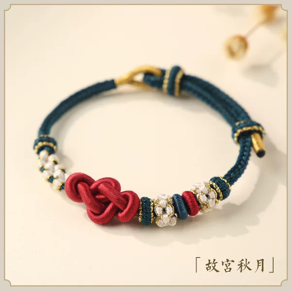 Ruyi Knot Bracelet for Women, Macaron Color, Fortune Beads, Red String, Braided Rope, DIY Bracelet, Semi-Finished Product, Can Be Threaded with Beads, Gold