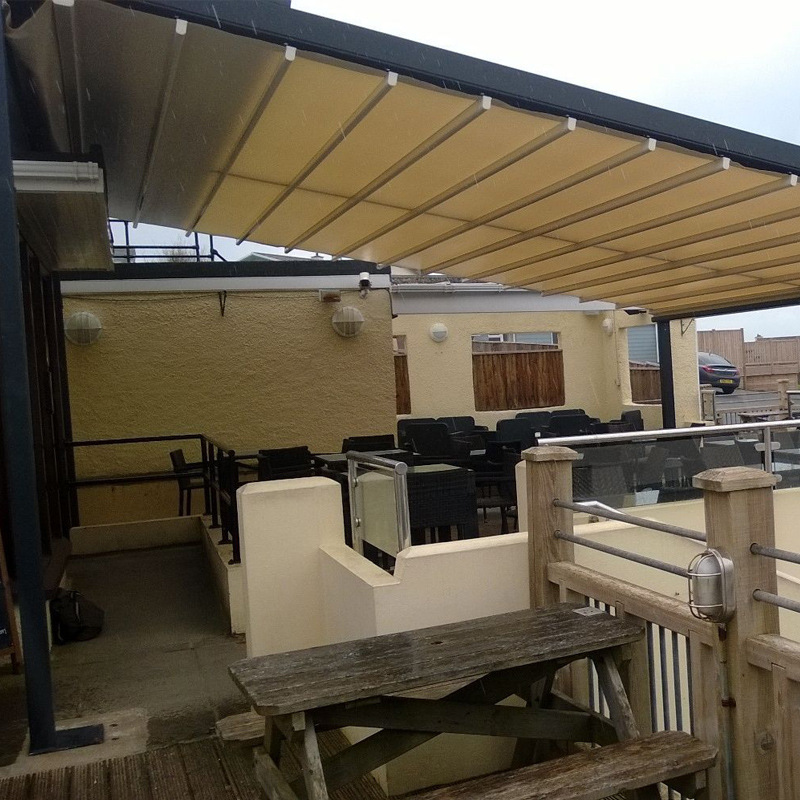 Toldo plegable eléctrico pabellón de estilo chino sala de sol al aire libre plegable de aleación de aluminio a prueba de lluvia plegable pabellón de estilo chino