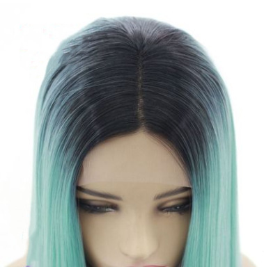 Peruca europea y americana cabello recto largo tricolor teñido pelucina de encaje fibra química cubierta de cabello LW0129