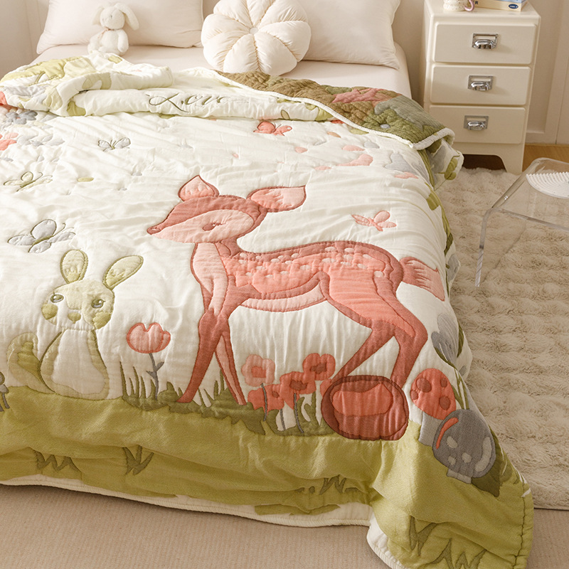 Butterfly sika deer [10-layer cotton cloud gauze - ultra soft & moisture-wicking] / 150x200cm multifunctional cotton single blanket about 1.5kg