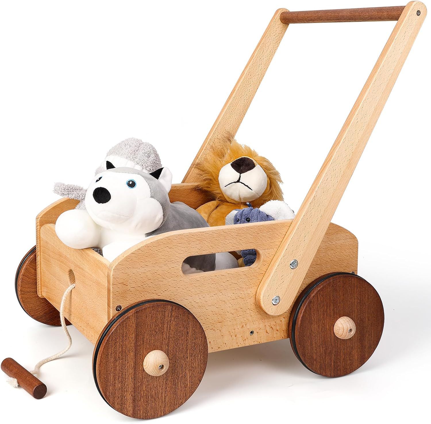 Ahşap Bebek Yürüteç, Ayarlanabilir Hız Bebek Arabası, Montessori Tarzı Itme Oyuncağı