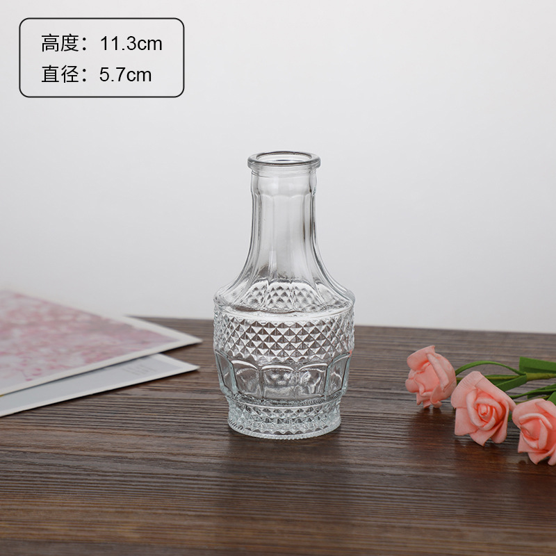 Estilo Europeo Retro Luz de lujo de cristal alivio pequeño florero de agua transparente florero decoración del hogar mini florero