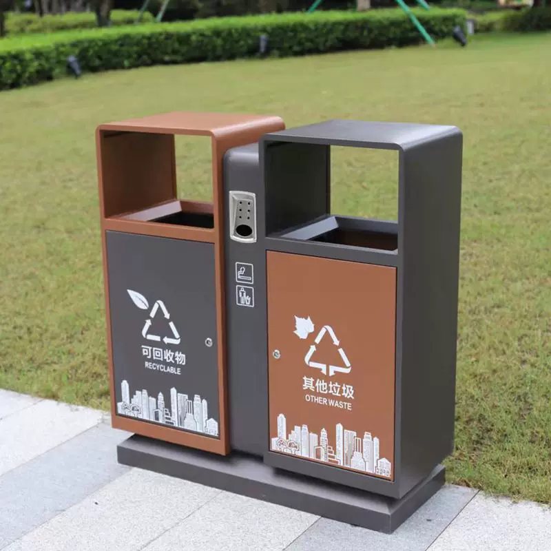 垃圾桶双桶不锈钢果皮箱分类垃圾桶垃圾箱镀锌板户外环卫桶批发