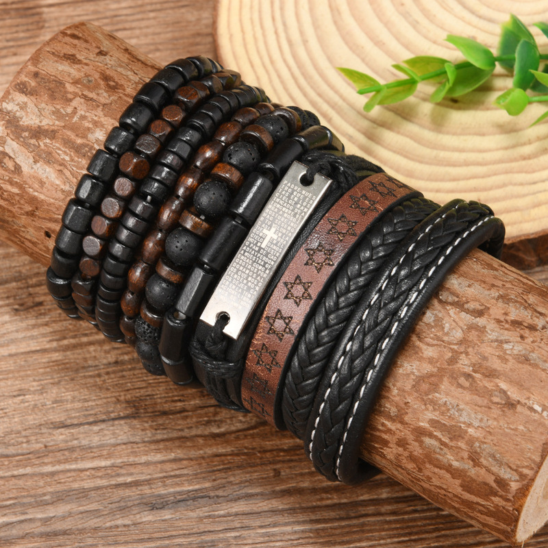ヨーロッパとアメリカのクロスボーダージュエリーレトロ AliExpress ブレスレットセットブレスレット織りビーズレザーブレスレット織りブレスレット|undefined