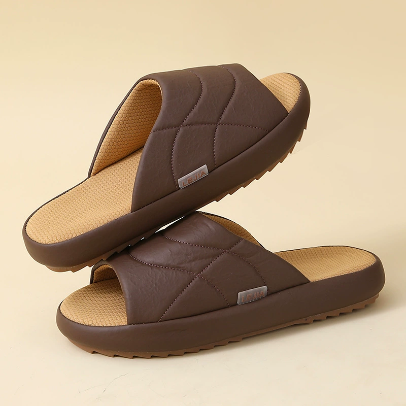 Lejia PU Кожа прохладные тапочки дамы летом всасывание пота в помещении, противоскользящая говяжья сухожилия