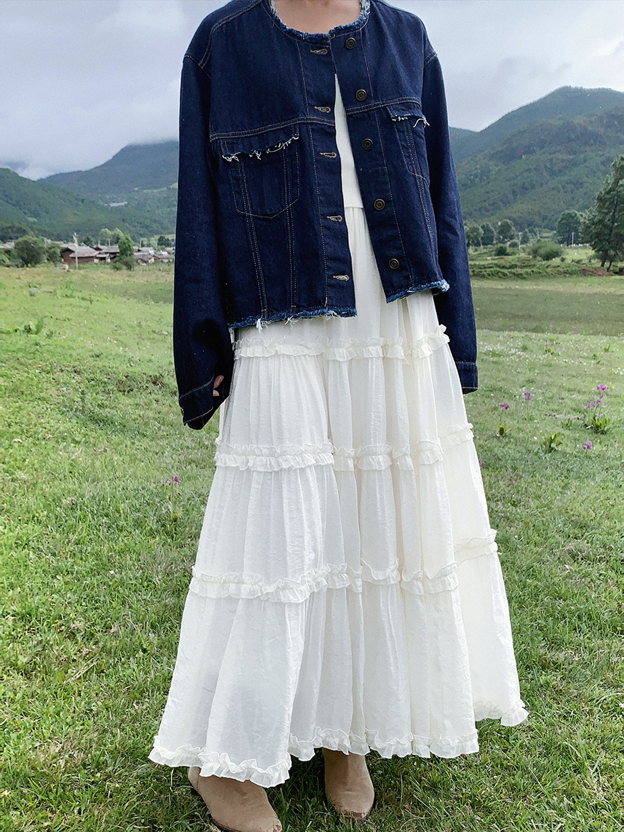 NEIHE内河2025春秋新作 優しい甘さと妖精のような千層ケーキロングスカート レディース 250016