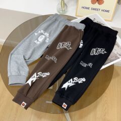 衛褲兒童純棉春新款男童潮牌24C029女童束腳長褲批發猿人猴子童裝