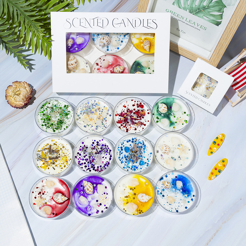 Cera de soja flor seca fragancia de cera de arroz regalo de mano aceite esencial vegetal incienso vela esquinilla conchas decoración de fragancia para el hogar