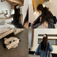 レトロな小さな白い花、優しいレースのヘアゴム、高級感と気質、万能なヘアロープ、ヘアアクセサリー、ヘアロープ