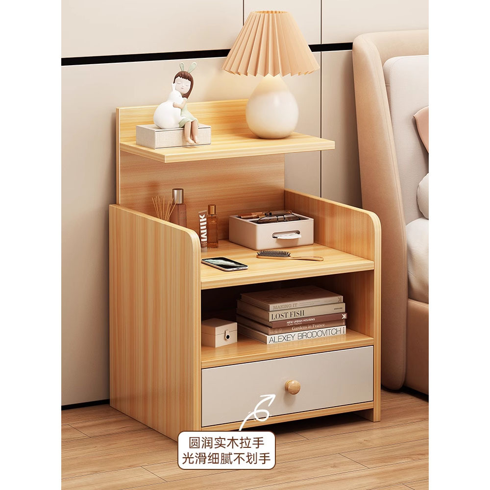 Mesa de cabecera simple, moderna, ligera, lujosa, alta sensación de gabinete de cabecera, dormitorio doméstico, pequeño gabinete de almacenamiento para alquiler de habitaciones