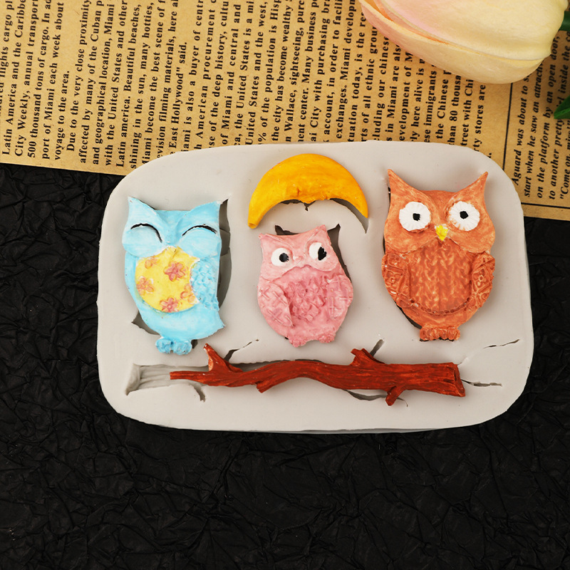 3D búho molde de silicona fondant líquido molde de pastel de chocolate líquido herramientas para hornear en stock al por mayor