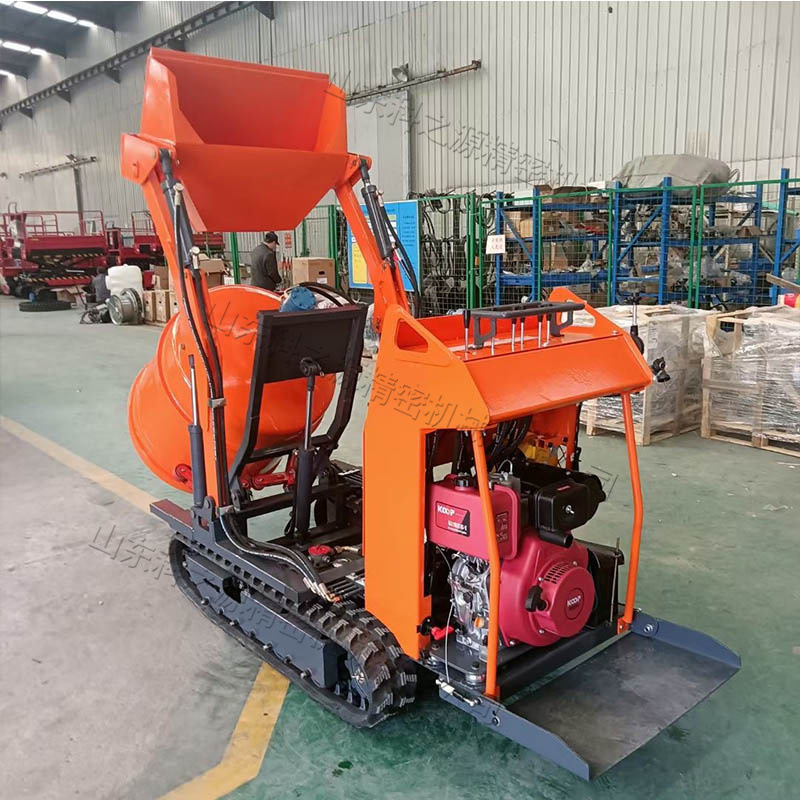 自走式水泥砂浆拌料机 履带行走混凝土搅拌机 360度翻转拌料设备