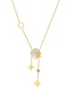 Small sophisticated golden necklace stainless steel, white zirconium, micro incrustation