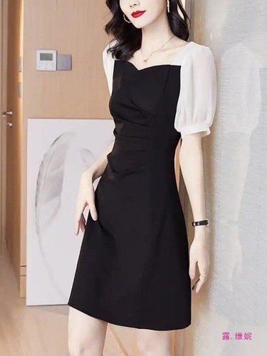 Women's Summer 2025 French-style waist-cinched medium-length slimming invisible figure elegant lady Audrey Hepburn style dress