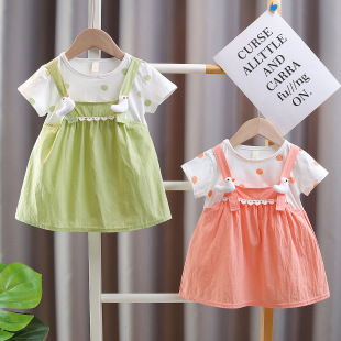 Girls Summer Dress Cartoon dress 2025 Children Cotton Half Sleeve dress Children Princess Dress Children's Wear Foreign Trade