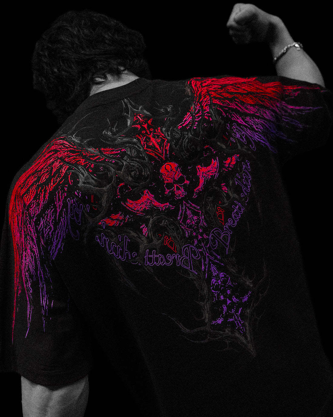 Breathedivinity's New Dark Gothic Dragon Style Loose-fit Plus-size Pure Cotton Men's Short-sleeve T-shirt 008_viptrois.com