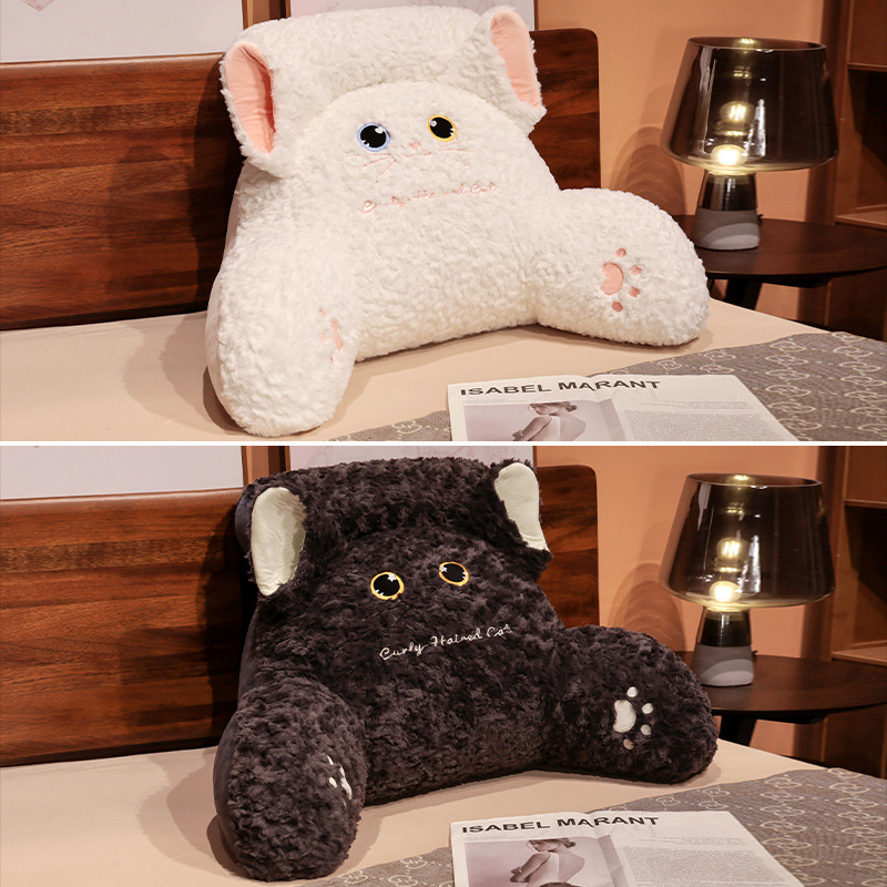 독일 곱슬 고양이 허리 귀여운 고양이 베개 시트 등받이 봉제 머리 받침 등받이 조합