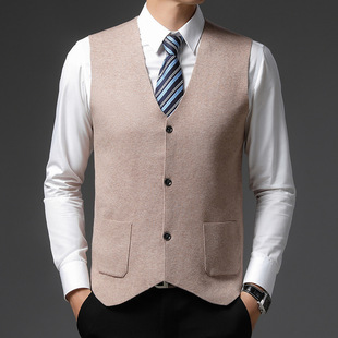 Men's Autumn and Winter New Men's Woolen Vest Middle-aged Men's Golden Velvet Knitwear Thickened Warm Cardigan