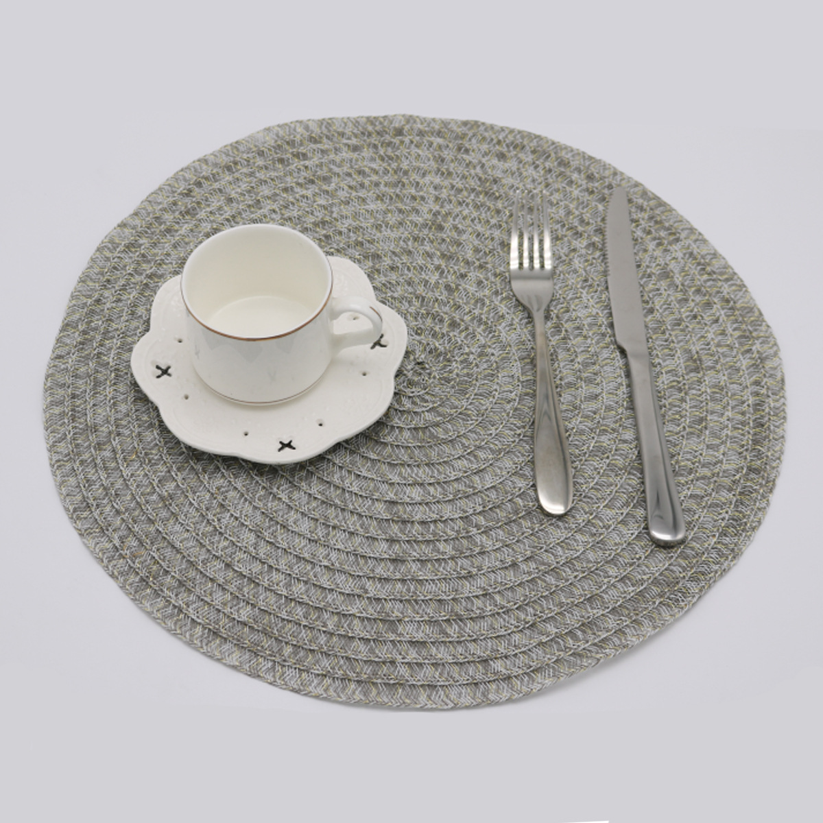 De estilo japonés ronda tejida mantel respetuoso del medio ambiente PE mesa estera de PVC mantel lavable antideslizante mesa decorativa estera montaña