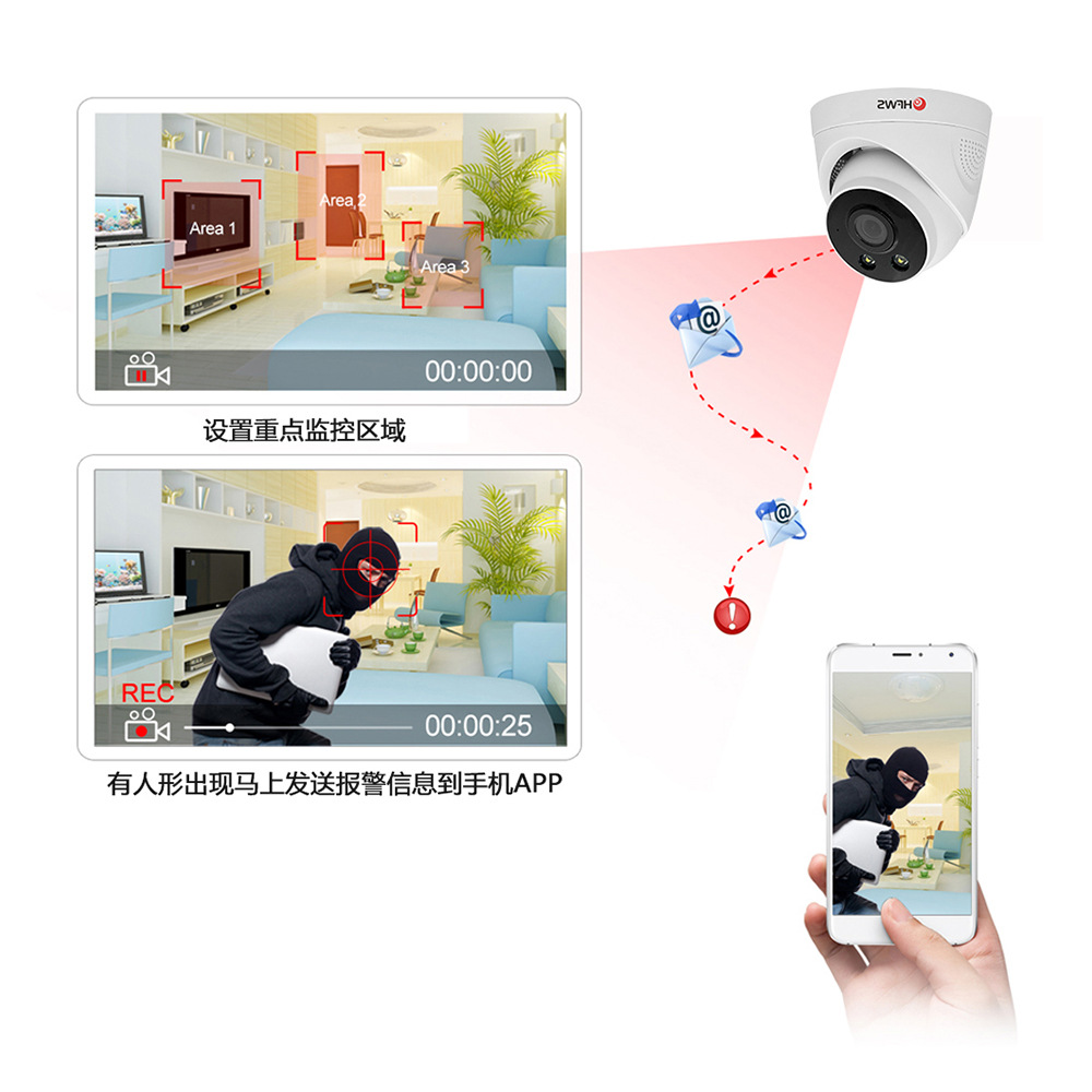 800万POE高清摄像头超市监控全套设备家用室内外商用工厂监控套装