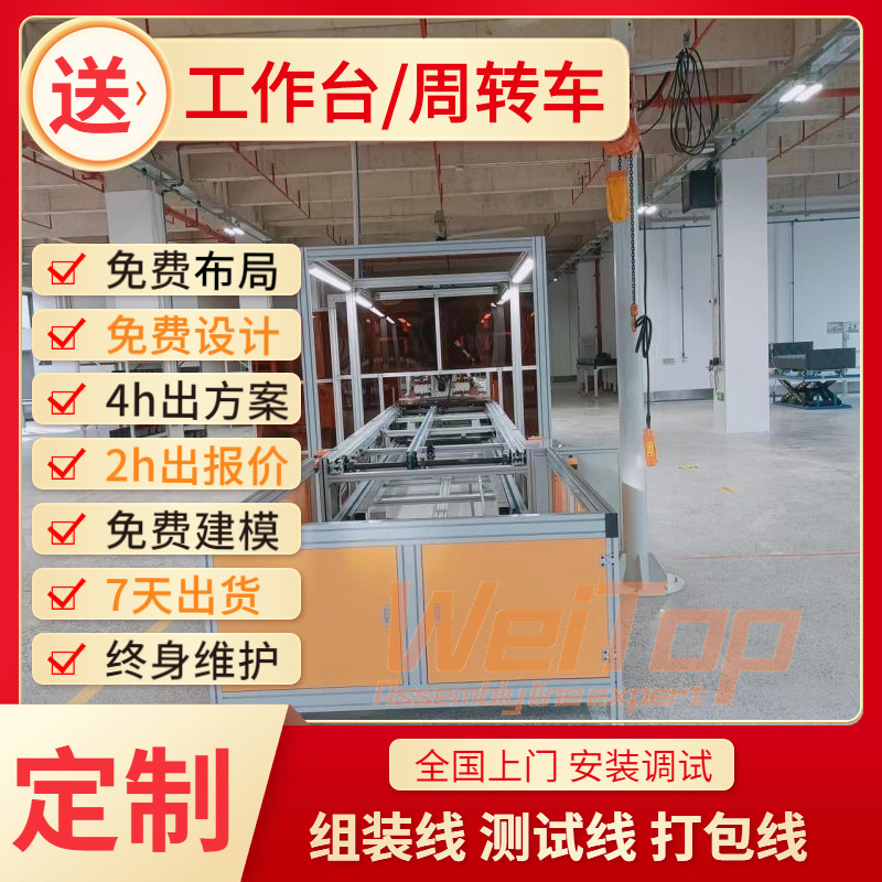 包装生产线免费3D建模冰箱生产线方案差速链水平循环拆解倍数链线