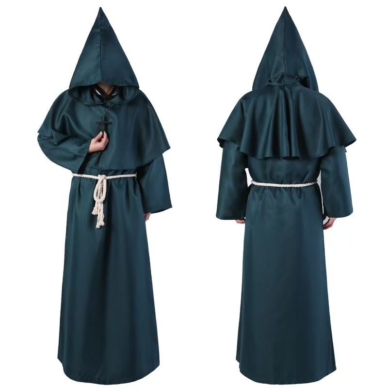 Lide 中世の僧侶の服ウィザード司祭 cos 服ハロウィン死のローブコスプレロールプレイング服|undefined