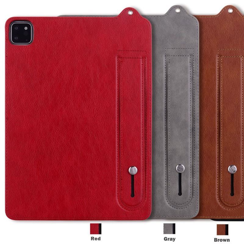 Protective Case for iPad Pro13 Samsung TabA9 Solid Color Crazy Horse Pattern Wristband Stand Drop-Resistant Flat Leather Case