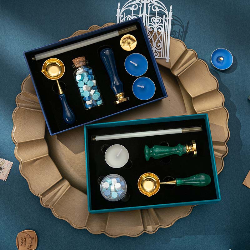 European retro fire paint seal wholesale envelope mouth wax stamp Mother's Day gift box set fire paint wax particles full set of fire paint