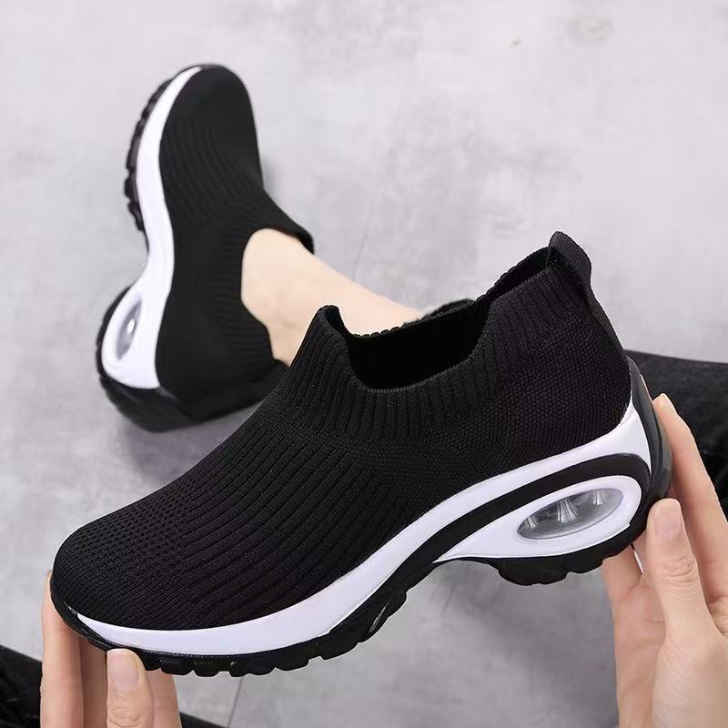 Cross-Border New Women's Shoes, Casual and Versatile Summer Air-Cushioned Running Shoes, Fly-Knit Breathable Slip-On Sneakers Cross-Border New Women's Shoes, Casual and Versatile Summer Air-Cushioned Running Shoes, Fly-Knit Breathable Slip-On Sneakers