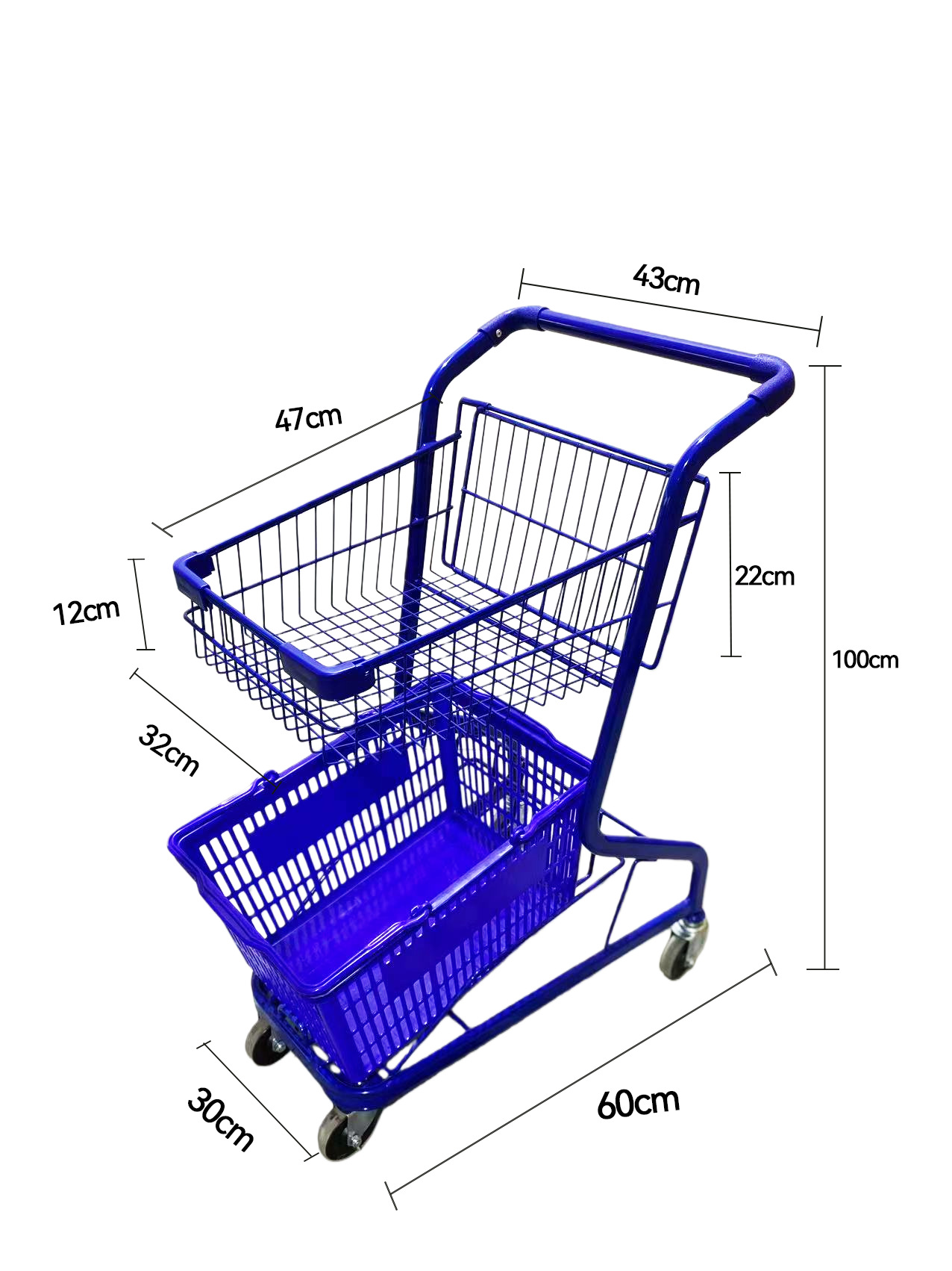 Supermercados multifuncionales agarran carritos de muñecas, centros comerciales de dos pisos, carritos de compras, puestos rojos de la red, carritos domésticos